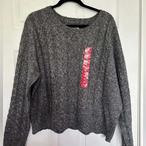BNWT Lucky Brand Cable Knit Women's Sweater - Grey - X-Large - Picture 2 of 5